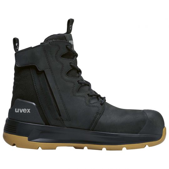 uvex 3 x-flow zip side work boot (black & tan)